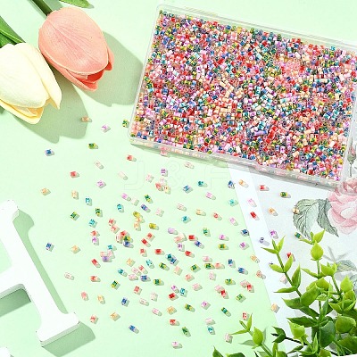 80G 8 Colors Two Tone Inside Colours Transparent Glass Seed Beads SEED-YW0003-18-1