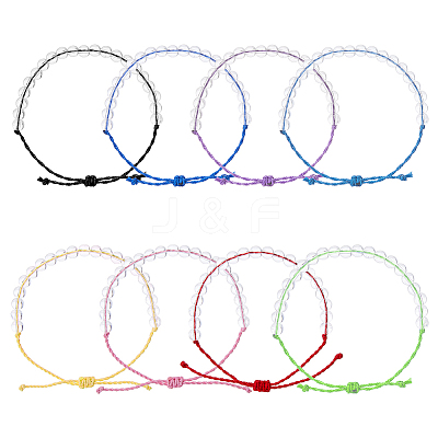 8Pcs 8 Colors Natural Quartz Crystal Braided Bead Bracelets Set BJEW-FI0001-36-1