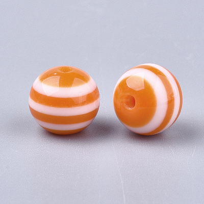 Round Striped Resin Beads RESI-R158-10mm-13-1
