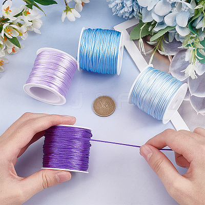 4 Rolls 4 Colors Nylon Satin Rattail Cords NWIR-PH0002-21-1