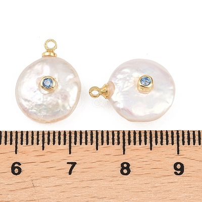 Brass Micro Pave Cubic Zirconia with Natural Pearl Pendants KK-Z146-07C-04-1