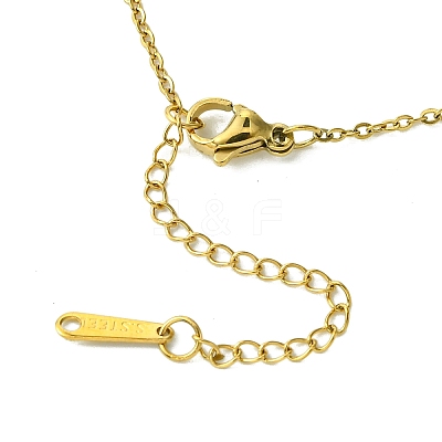 Ion Plating(IP) Rectangle with Initial Letter 304 Stainless Steel Pendant Necklace NJEW-R265-04G-W-1