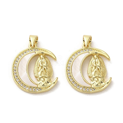 Brass Micro Pave Clear Cubic Zirconia Pendants KK-I708-03E-G-1