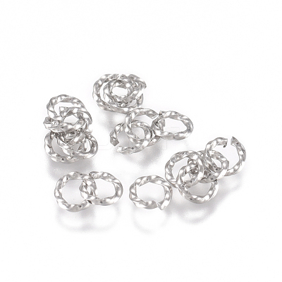 Tarnish Resistant 304 Stainless Steel Twisted Open Jump Rings X-STAS-G225-10P-07-1