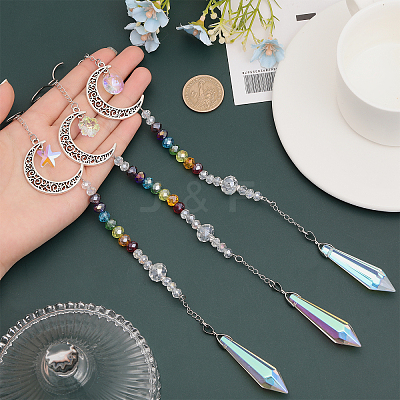 Alloy Moon Pendant Decorations HJEW-CA0001-42-1