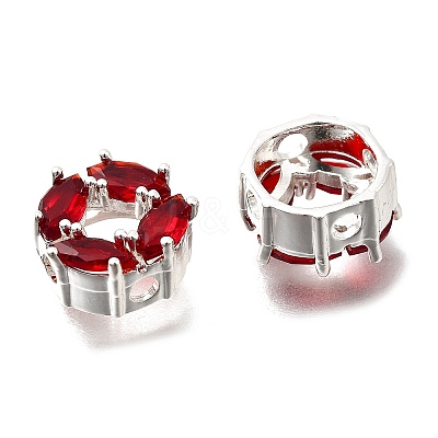 Brass Micro Pave Cubic Zirconia Beads KK-F913-02S-1