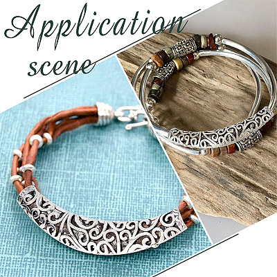 24Pcs 12 Style Tibetan Style Alloy Curved Tube Beads FIND-SC0002-98-1
