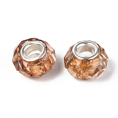 Transparent Resin Rondelle European Beads RESI-N044-01D-1