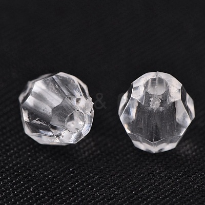 Round Shaped Transparent Acrylic Faceted Beads X-DB6mmC01-1