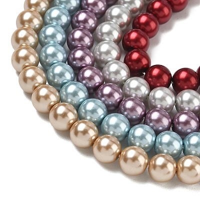 Eco-Friendly Dyed Glass Pearl Round Beads Strands HY-A002-8mm-RB-M-1