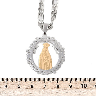 Ring with Virgin Mary 201 Stainless Steel Pendant Necklaces for Men Women LS-NJEW-K283-23G-1