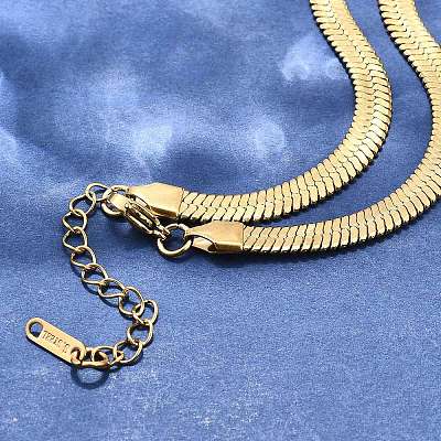 Ion Plating(IP) 304 Stainless Steel Herringbone Chain Necklace for Men Women X-NJEW-E076-03E-G-1