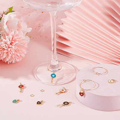 DIY Heart Padlock & Key Wine Glass Charm Making Kit DIY-BBC0001-18-1