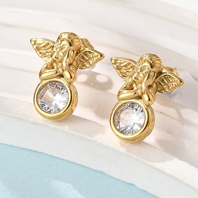 304 Stainless Steel Stud Earrings EJEW-R026-02G-1