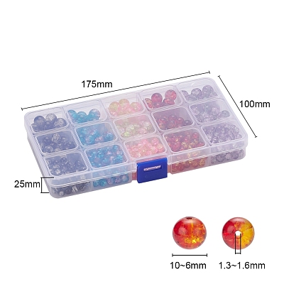 585Pcs 15 Style Spray Painted Crackle Glass Beads Strands CCG-YW0001-05-1