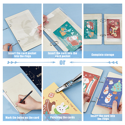 Wooden 2-Ring Loose Leaf Binder Postcard Phote Album Cover DIY-WH0547-240-1