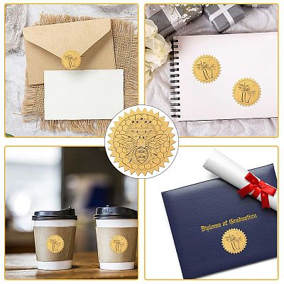 34 Sheets Self Adhesive Gold Foil Embossed Stickers DIY-WH0509-069-1