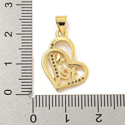Rack Plating Brass Micro Pave Clear Cubic Zirconia Pendants KK-B091-49G-02-1