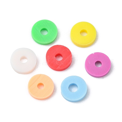 1302Pcs 7 Colors Flat Round Handmade Polymer Clay Beads CLAY-CJ0001-72-1