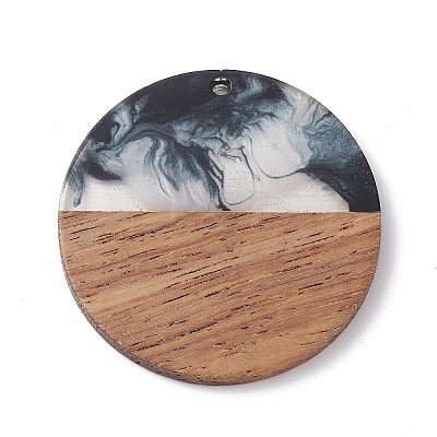 Pearlized Resin & Walnut Wood Pendants WOOD-C016-01G-1