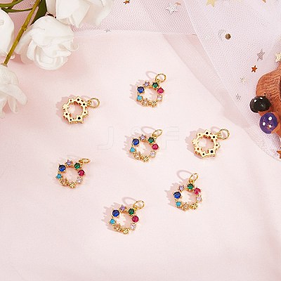 10Pcs Eco-Friendly Brass with Glass Pendants KK-SZ0005-78-1