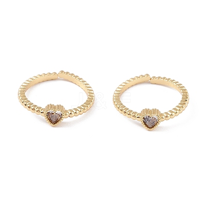 Brass Micro Pave Cubic Zirconia Cuff Rings RJEW-M138-11G-D-1