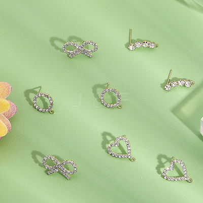 16Pcs 4 Styles Brass Crystal Rhinestone Stud Earring Finding KK-CA0002-31-1