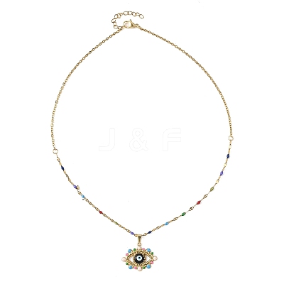 304 Stainless Steel Evil Eye Pendants 304 Stainless Steel Chains Necklaces for Women NJEW-JN06380-1