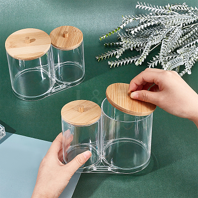 2Pcs Plastic with Wood Containers CON-NB0001-76-1