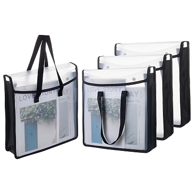 Translucent PP Book Storage Tote Bags with Polyester Handles ABAG-WH0039-68A-1