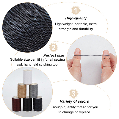 6 Rolls 6 Colors Round Waxed Polyester Thread String YC-OC0001-06-1