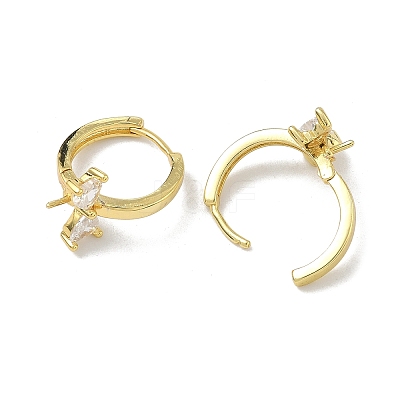 Brass Micro Pave Clear Cubic Zirconia Earring Findings KK-D226-04G-1