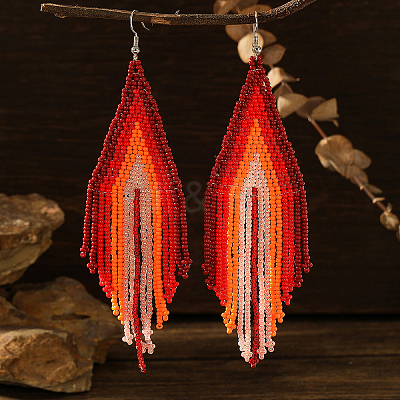 Bohemian Style Handmade Glass Bead Dangle Earrings CE1150-1