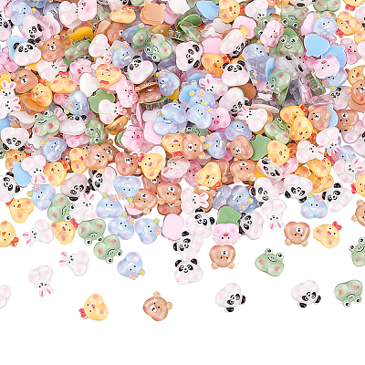 350Pcs 7 Styles Translucent Printed Resin Cabochons CRES-DC0001-02-1
