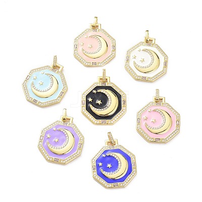 Brass Micro Pave Cubic Zirconia Pendants ZIRC-P085-38G-1