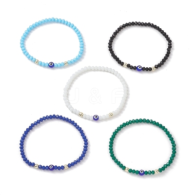 Glass & Lampwork Beaded Stretch Bracelets for Women BJEW-JB13226-1