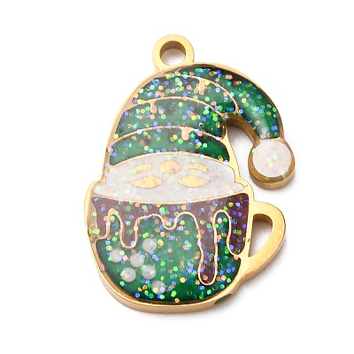 Christmas 304 Stainless Steel Enamel Pendants STAS-B112-02G-08-1