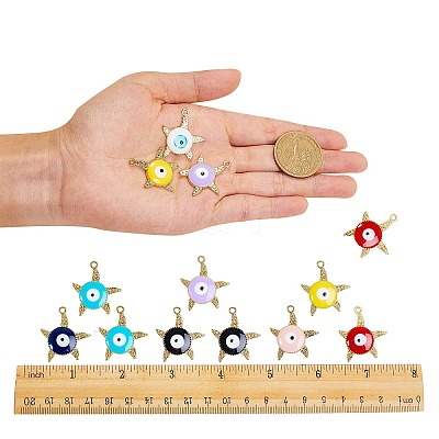 16Pcs 8 Colors Alloy Enamel Pendants ENAM-SZ0001-38LG-1
