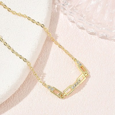 Brass Micro Pave Clear Cubic Zirconia Rectangle Link Bracelets KK-CBA6980-15G-1