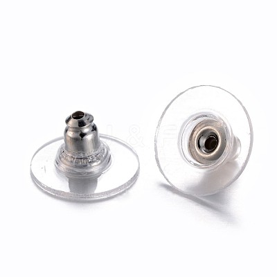 Brass Bullet Clutch Bullet Clutch Earring Backs with Pad X-KK-C3213-P-1