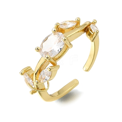 Brass Micro Pave Cubic Zirconia Cuff Open Rings CU-CBA108A-13G-02-1