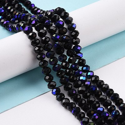Electroplate Opaque Solid Color Glass Beads Strands EGLA-A044-P1mm-L18-1