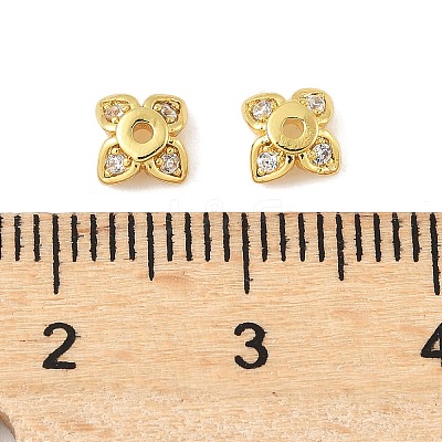 Brass Micro Pave Clear Cubic Zirconia Bead Caps KK-V015-05G-01-1