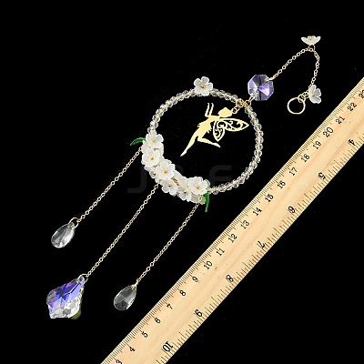 Glass & Acrylic Suncatcher with Brass Cable Chains & 201 Stainless Steel Pendants HJEW-JM04987-02-1