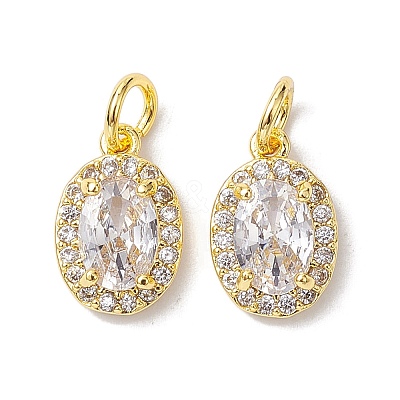 Brass Micro Pave Clear Cubic Zirconia Charms KK-K360-17G-1