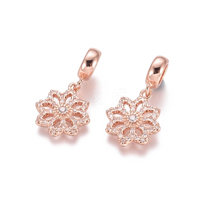 Brass Micro Pave Cubic Zirconia European Dangle Charms X-ZIRC-E163-01RG-1