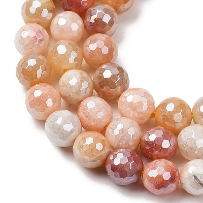 Electroplated Natural Golden Silk Jade Beads Strands G-B191-A06-8mm-1