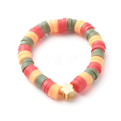 Handmade Polymer Clay Beads Finger Rings RJEW-JR00378-1