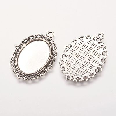 Zinc Alloy Pendant Settings for Cabochon & Rhinestone PALLOY-A15257-AS-FF-1