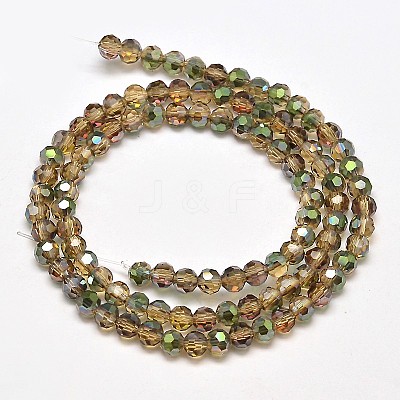 Half Rainbow Plated Electroplate Glass Beads Strands X-EGLA-J130-HR15-1